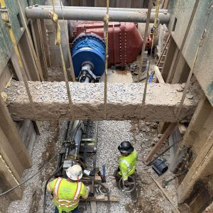 Hot tap drilling commences and 54" line is tapped