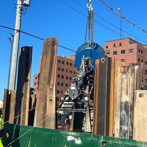 Valve is closed. Drill and 48" drilled coupon is removed from trench